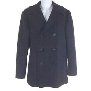 Naval Clothing Factory Peacoat 36 Vintage 40s Navy Stenciled 8 Button Wool Coat